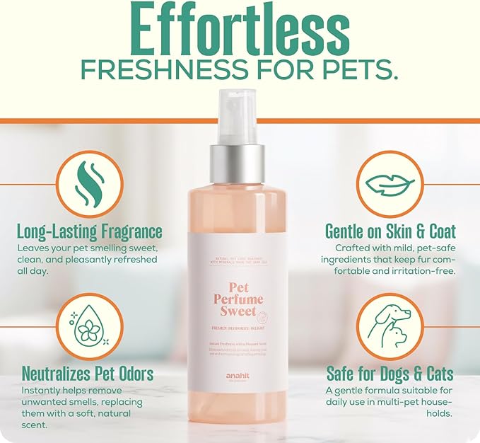 ANAHIT Pet Perfume Spray for Dogs and Cats – Long-Lasting Sweet Fragrance Grooming Mist for Coat Freshening and Everyday Use at Home or On The Go