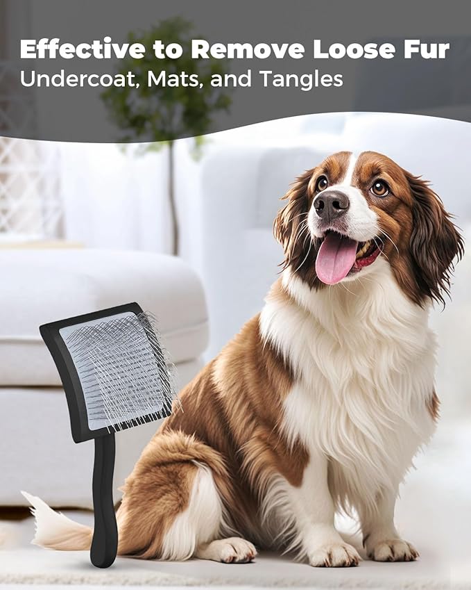 Professional Pet Slicker Brush for Long Haired Dogs&Cats Large Grooming Tool for Dematting, Detangling, Removes Loose Fur,Suitable for Doodles,Poodles,Goldendoodle, Labradoodle, Long Thick Curly Coats