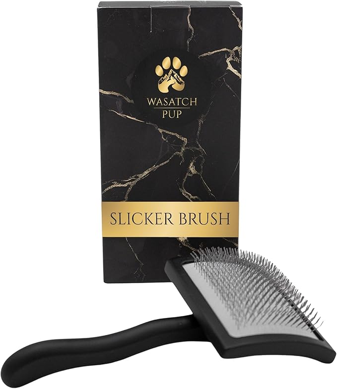 Slicker Brush for Dogs | Professional Dog Shedding Brush and Grooming Comb for Small Dog Breeds and Puppies | Ergonomic and Removes Shedding and Tangled Hair for Shiny Coat - Black