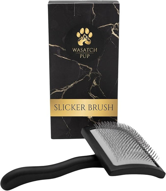 Slicker Brush for Dogs | Professional Dog Shedding Brush and Grooming Comb for Small Dog Breeds and Puppies | Ergonomic and Removes Shedding and Tangled Hair for Shiny Coat - Black