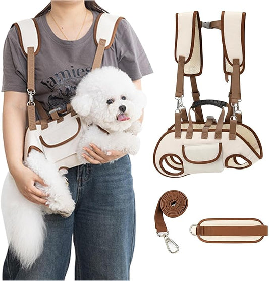 Dog Carrier Backpack for Medium Pets, Breathable Detachable Travel Pet Bag with Adjustable Straps, Portable Hands-Free Dog Cat Carrier Backpack for Hiking, Walking & Camping (M).