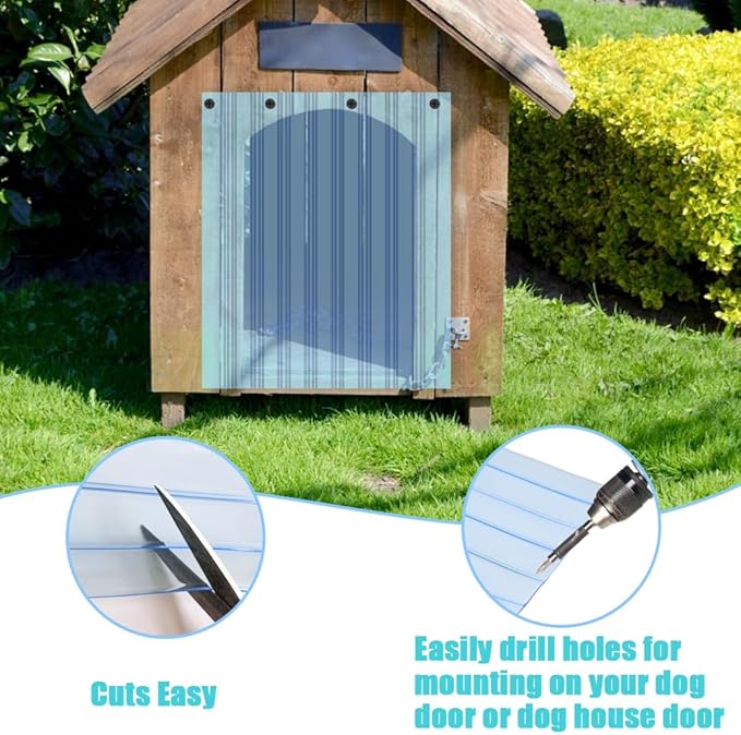 Dog Door Replacement Flap Plastic Vinyl Door Strips Transparent Dog House Door Flap Strips for DIY Dog or Cat Door, Easy to Cut & Install, 7.9 in x 4.9 ft