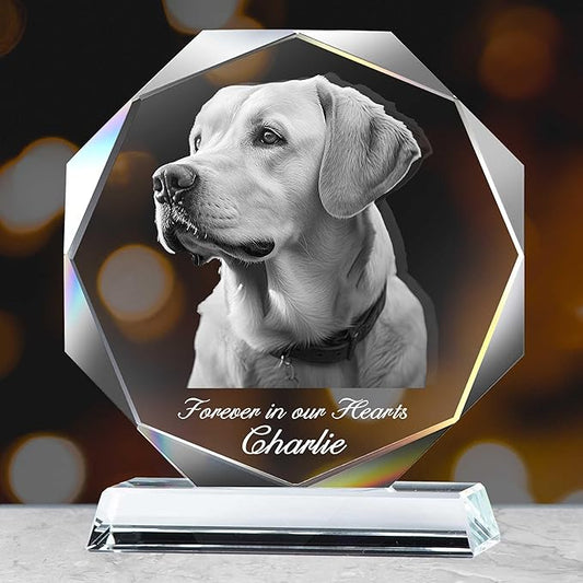Pet Crystal Picture Frame, Dog Memorial Gifts For Loss Of Dog, Cat Pet Memorial Gifts, Personalized Crystal Photo Loss Gift, Cat Passing Away Sympathy Bereavement Gift