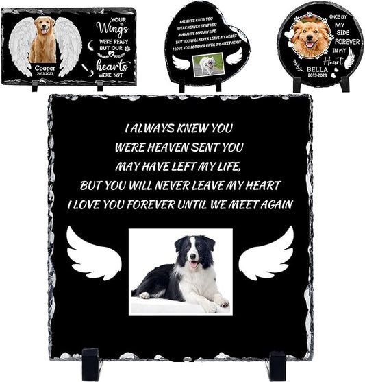 Pet Memorial Stones for Dogs Personalized Photo Rock Slate Square Shape Customized Memorial Stone Gifts for Loss Dog Cat