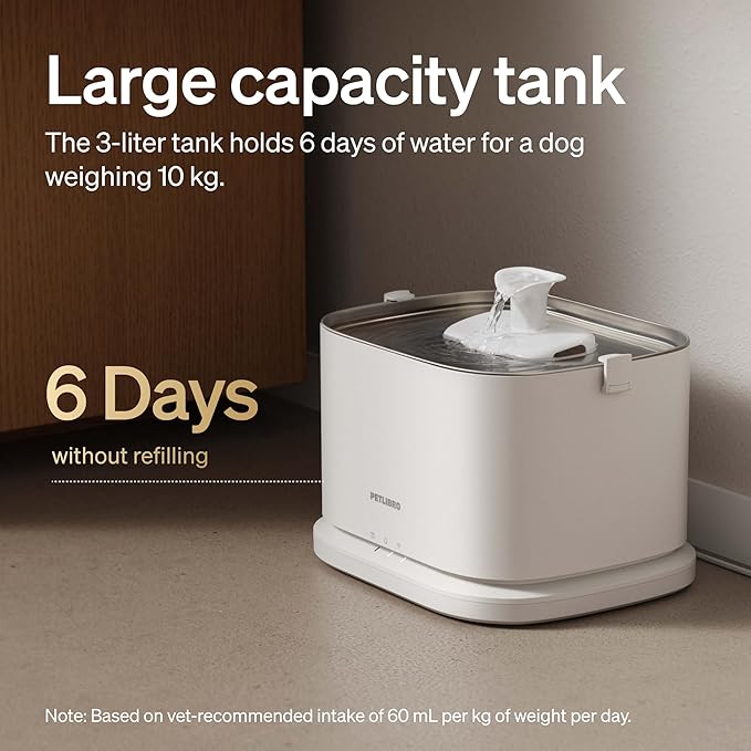 Bundle of PETLIBRO Dog Water Fountain Stainless Steel Tray with 8 Packs Filters, Water Fountain for Dogs Inside with App Monitoring, 3L Dog Fountain Water Bowl, Automatic Water Dispenser for Dogs