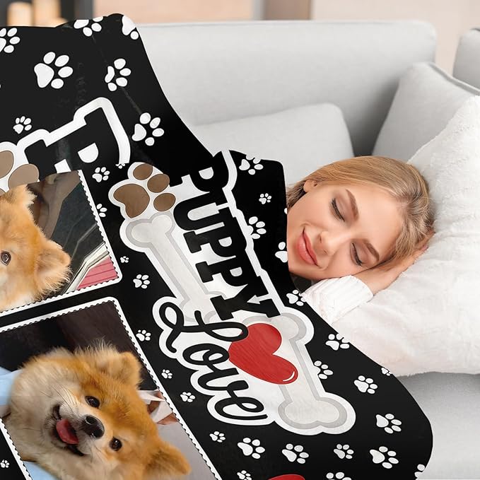 Pet Memorial Blanket Gift - Personalized Dog Memorial Blankets, Pet Sympathy Gifts for Loss of Dogs for Pets Lovers, Dog Bereavement Passing Away Gift, Custom Dogs Blanket (C)