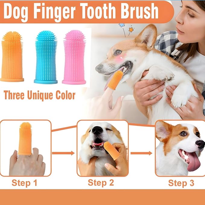 9PC Dog Grooming Kit – Paw Cleaner, Dog Shampoo Brush, Bath & Scrubber Brush, Hair Removal Gloves, Finger Toothbrushes | Complete pet Bath & Deshedding Tools for Shedding & Cleaning