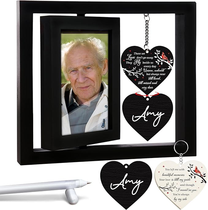 Gift Father's Day Rotating 4x6 Picture Frame Sympathy Gifts Loss of Loved One Mom Dad Grandma Husband Auntie Friend Those We Love Keepsake Table Remembrance Funeral Decor In Memory Idea Gift HR3-B