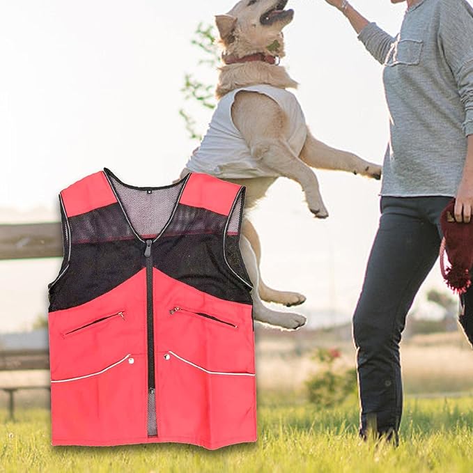 Dog Training Vest for Handlers Breathable Dog Trainer Vest for Agility Obedience Training Handler Dog Trainer Outdoor Backpacking, Red, XL