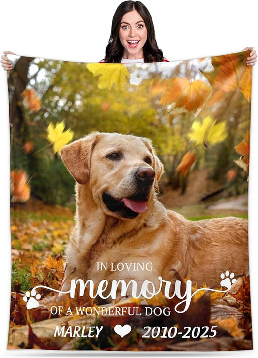 Pet Memorial Blanket Gift - Personalized Dog Memorial Blankets, Pet Sympathy Gifts for Loss of Dogs for Pets Lovers, Dog Bereavement Passing Away Gift, Custom Dogs Blanket (Y)