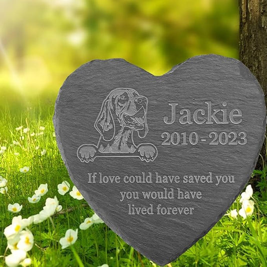 Personalized Dog Memorial Stone Pet Memorial Gifts for Loss of Dog Engraved Heart Plaque Garden Grave Decors for Cemetery Pet Loss Gifts with Stand (in Memory of Bloodhound)
