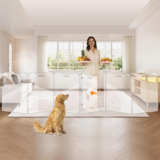 38"Tall Clear Dog Gate Acrylic With Magnetic Open Door,Convenient Entry And Exit,38"High,6-Panel Clear Pet Gate Foldable,acrylic dog gate For Doorway,Stair,Protect Decoration,For Medium And Large Pet