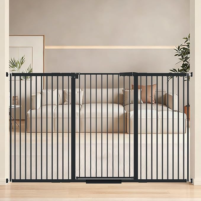 40.55" Tall, 61.61-69.48 Inch Wide, 1.37" Ultra Narrow Spacing Dog Pet Baby Gate Indoor for Doorway Hallway, Pressure Mounted 62 63 64 65 66 67 68 69 Inches Wide Black