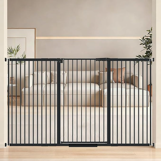 40.55" Tall, 61.61-69.48 Inch Wide, 1.37" Ultra Narrow Spacing Dog Pet Baby Gate Indoor for Doorway Hallway, Pressure Mounted 62 63 64 65 66 67 68 69 Inches Wide Black