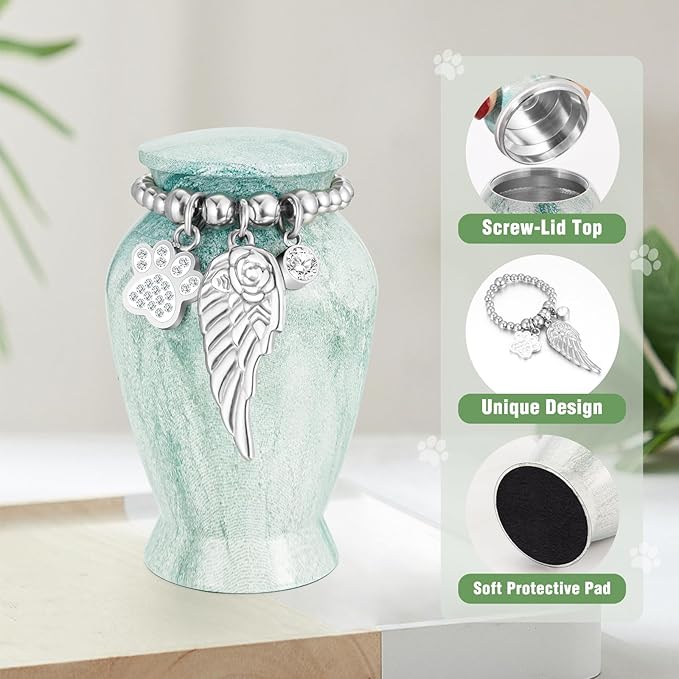 abooxiu Personalized Small Urn for Dog Cat Pet Ashes 2.85 Inch Mini Urns for Ashes Cremation Keepsake Urns Aluminum Memorial Pet Urn for Dogs Memorial Gifts for Loss of Dog Pets