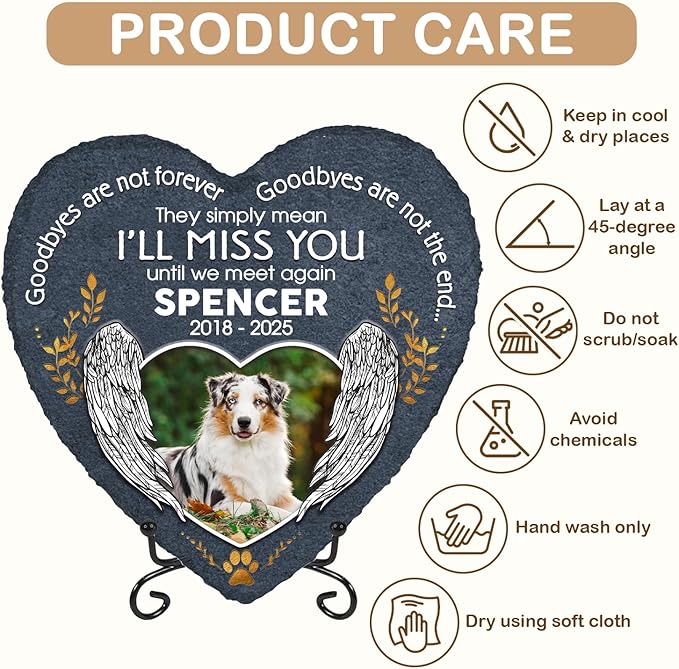 I'll Miss You Until We Meet Again Custom Photo Dog Memorial Stone, Dog Memorial Gifts for Loss of Dog, Pet Memorial Stones for Dogs, Sympathy Gifts for Dog Lovers, Pet Remembrance Gifts