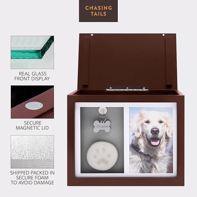 Pet Urns for Dogs Ashes Keepsake - Memorial Dog Urns for Ashes Personalized, Cat Urns for Ashes, pet urns for Dogs Ashes Small - Includes Pet Paw Print Kit, Picture Frame and Photo Book