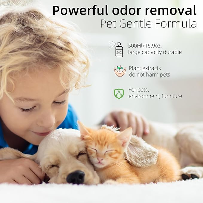 Dog Deterrent Spray and Urine Odor Eliminator Spray, Effective Spray for Furniture and Cat Litter Box Deodorizer, Training Spray for Poop, Pet Room Deodorizing Spray for Smell on Carpet