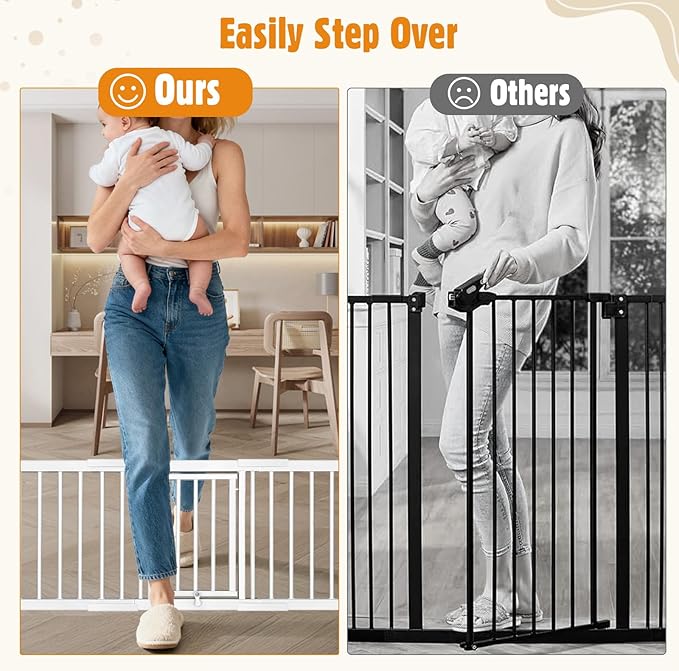 Metal Short Dog Gate - 16.5" Tall Pressure Mount Indoor Pet Gate, 13.7"-41" Adjustable Extra Wide, Easily Step Over Dog Gates with 3 Extension Kits, Small Puppy Gate for Doorways & Stairs