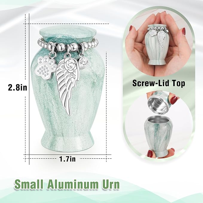 abooxiu Personalized Small Urn for Dog Cat Pet Ashes 2.85 Inch Mini Urns for Ashes Cremation Keepsake Urns Aluminum Memorial Pet Urn for Dogs Memorial Gifts for Loss of Dog Pets