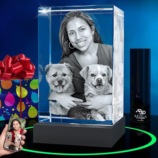ArtPix 3D Premium Crystal Photo, Personalized Dog Memorial Gifts with Your Own Photo for Dog Lovers, Pet Owners, 3D Laser Etched Picture, Engraved Crystal in Memory of Dog, Customized Gifts