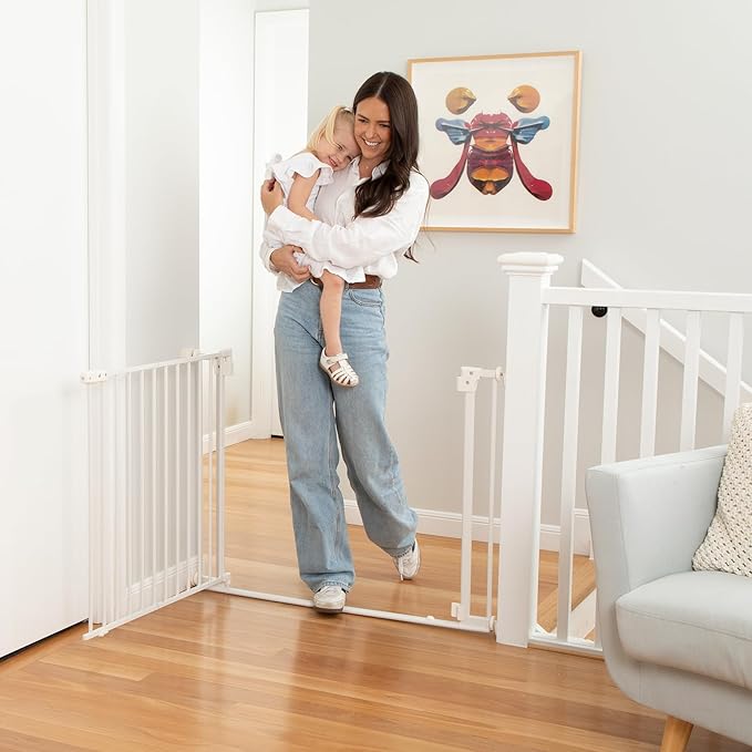 Perma Child Safety Safe Step Baby Gate for Stairs & Doorways, Rental Safe, Install Pressure in Minutes, Mounted Gate, Auto Close, Stay Open, Ultra-Low Bar (38.2–45.7" Wide x 30" Tall)