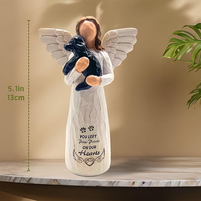Dog Memorial Gifts for Loss of Dog, Pet Memorial Gifts for Dogs, Sculpted Hand-Painted Angel Figurines – Loss of Dog Sympathy Gift, Dog Bereavement Gifts, Dog Remembrance Gift (Black)