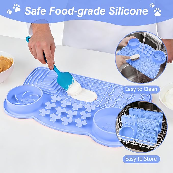 Dog Slow Feeder Bowl, 15 * 9.7inchs Unsinkable Slow Feeder Dog Bowls, Food Safe Silicone Slow Feed Dog Bowl, Fun Design Easy Clean Slow Feeder for Small Breed & Large Breed Dogs