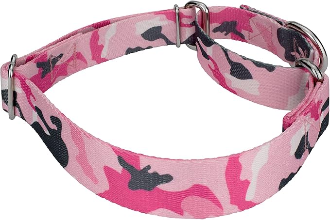 Country Brook Petz - Pink and Grey Camo Martingale Dog Collar - Camouflage Collection Featuring Rugged Designs (5/8 Inch, Small)