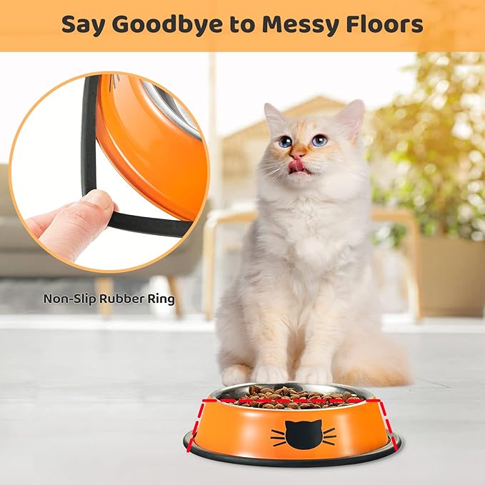 Legendog 3PCS Pet Bowl Stainless Steel Non-Skid Base Dog Bowl Cat Bowl with 2 Food Scoop (Multicolor)