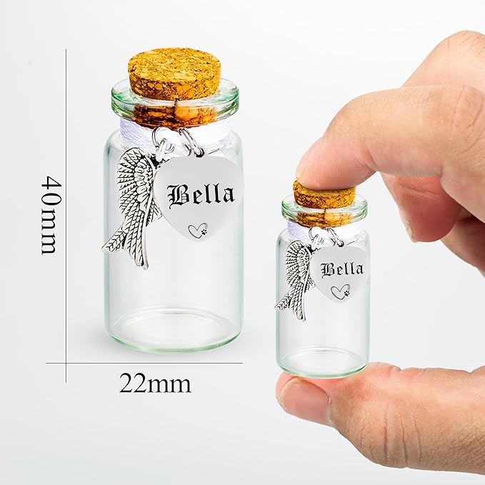 3pcs Personalized Pet Fur Keepsake Jar Custom Memorial Urn Bottles for Pet Ashes, Hair & Teeth, Sympathy Gift for Loss of Dog Cat(Customized)