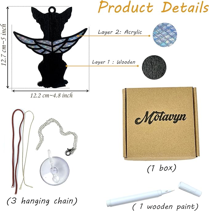 Chihuahua Memorial Suncatcher, Personalized Dog Angel Wings Ornament with Name Date, Loss of Pet Sympathy Gift, Pet Passing Away Remembrance Gift