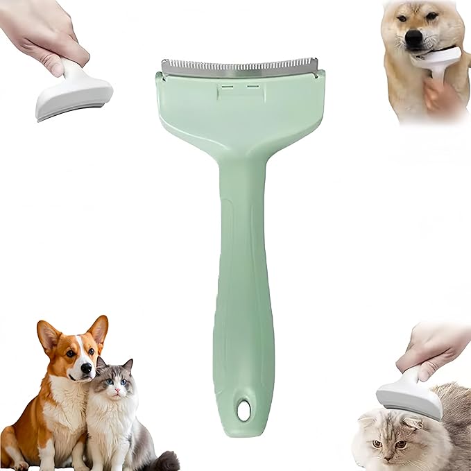 V-Tooth Deshedding Comb, Tooth Deshedding Comb for Pets Dog & Cat Grooming Brush Multifunctional Pet Comb with Ergonomic Handle for Shedding, Tight V-Shaped Teeth Shedding Combs (Green, Small)