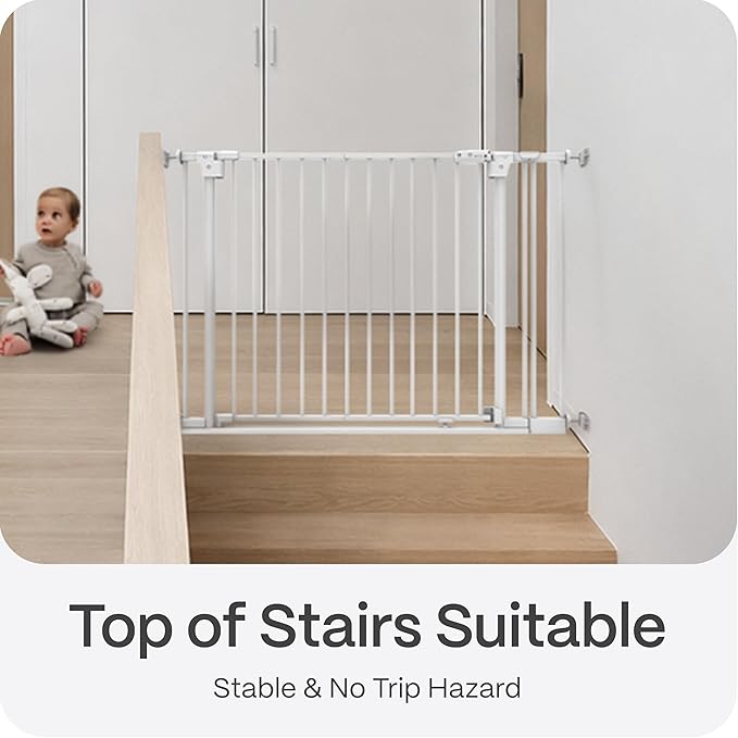 Perma Child Safety Safe Step Baby Gate for Stairs & Doorways, Rental Safe, Install Pressure in Minutes, Mounted Gate, Auto Close, Stay Open, Ultra-Low Bar (38.2–45.7" Wide x 30" Tall)