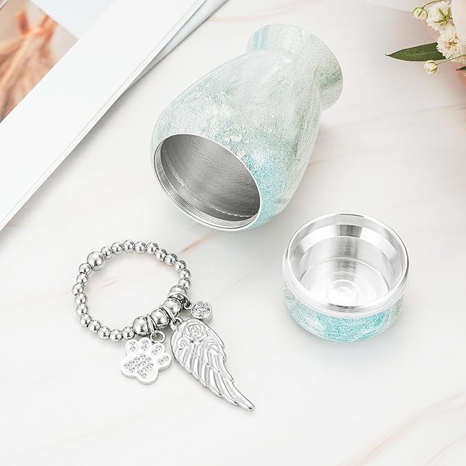 abooxiu Personalized Small Urn for Dog Cat Pet Ashes 2.85 Inch Mini Urns for Ashes Cremation Keepsake Urns Aluminum Memorial Pet Urn for Dogs Memorial Gifts for Loss of Dog Pets