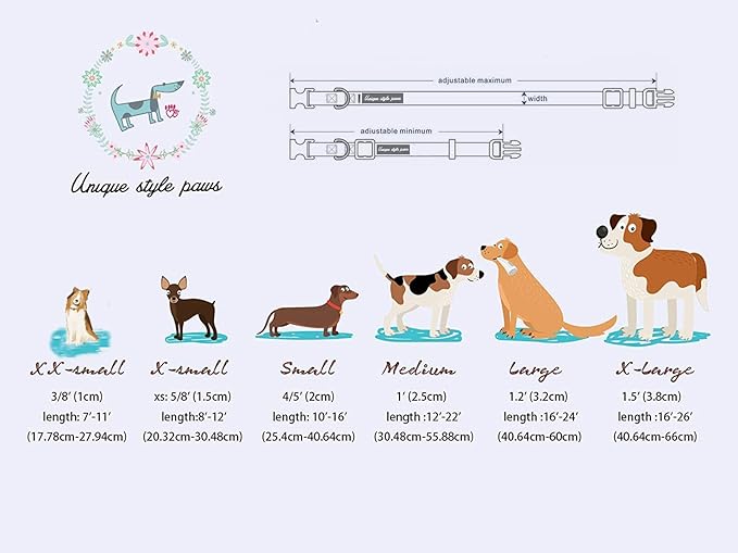 Unique style paws Dog Collar Metal Buckle Maple Leaves Collar Gift Durable Cute Collar for Small Medium Large Boys Girls Dogs