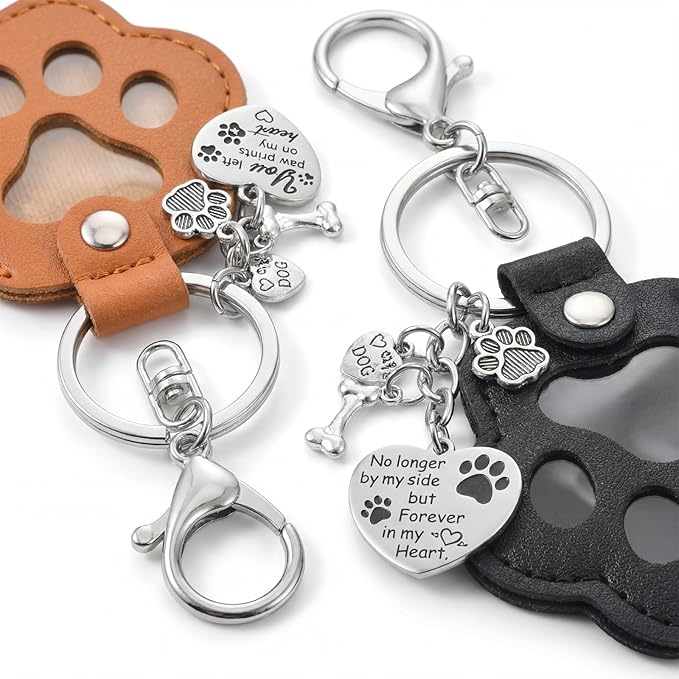 Dog Memorial Gifts for Loss of Dog – 6 PCS Pet Keepsake Keychain Set with Fur Capsule, Engraved Quotes & Gift Box – Sympathy Gift for Pet Loss, In Memory of a Beloved Pet