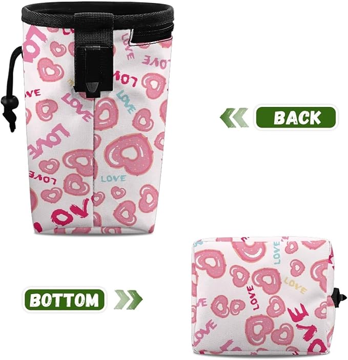 Hearts Donut Puppy Training Pouch Portable Dog Food Dispenser Dog Trainer Essentials Supplies Reward Pouch Holder for Dogs & Puppies with Multiple Ways to Wear