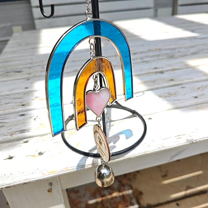 Pet Memorial Wind Chime, Stained Glass Suncatcher Rainbow Bridge Dog Memorial Gifts, Memorial Gifts for Loss of Dog Passing Away Gift, Pet Memorial Gift for Dogs, In Memory Of Dogs, Bereavement Window