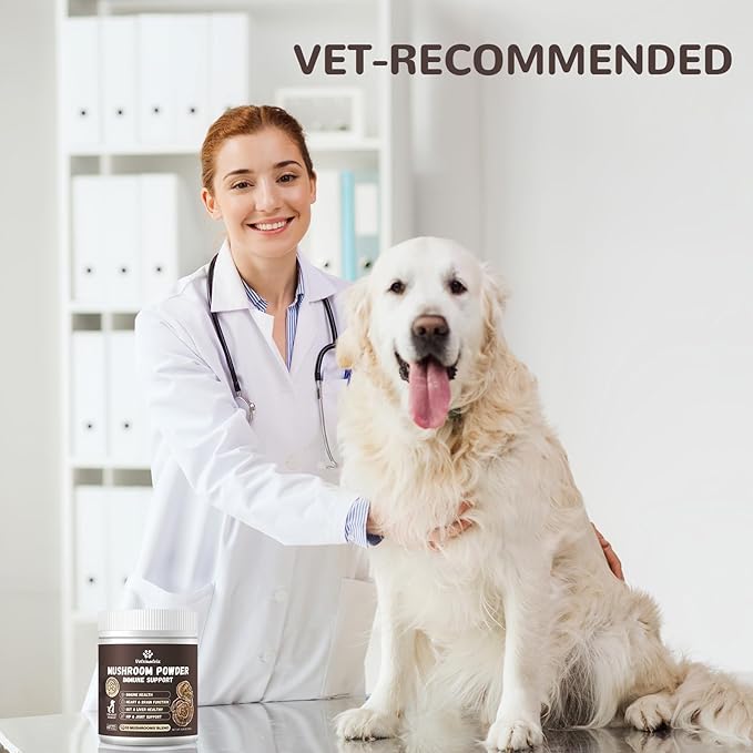 Turkey Tail Mushroom for Dogs, Organic 10 Mushroom Blend for Lumps and Bumps, Dog Herbal Supplements Probiotic with 50% β-Glucan, Joint Gut Immune Skin Support - 120g