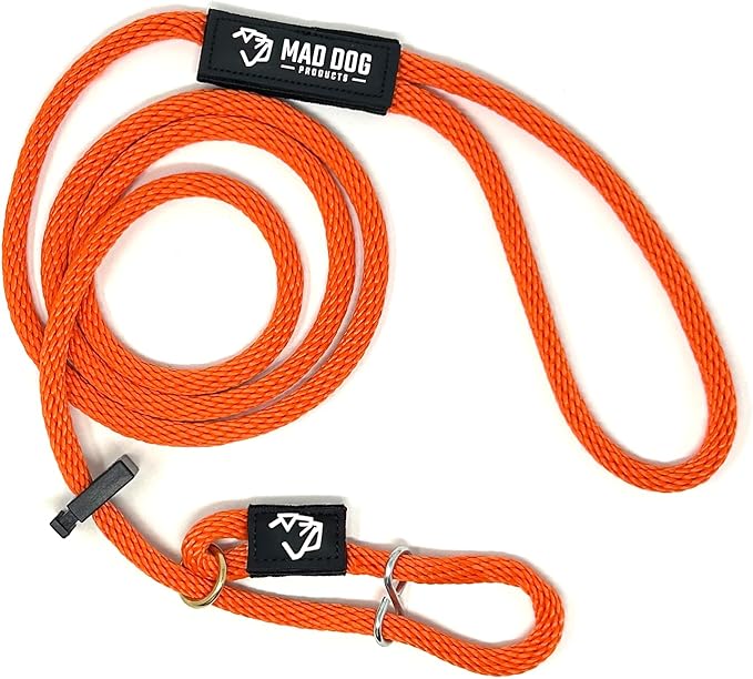 Mad Dog Products Easy Leader Dog Leash 1/2" x 6' Orange Signature Rope - Made in USA