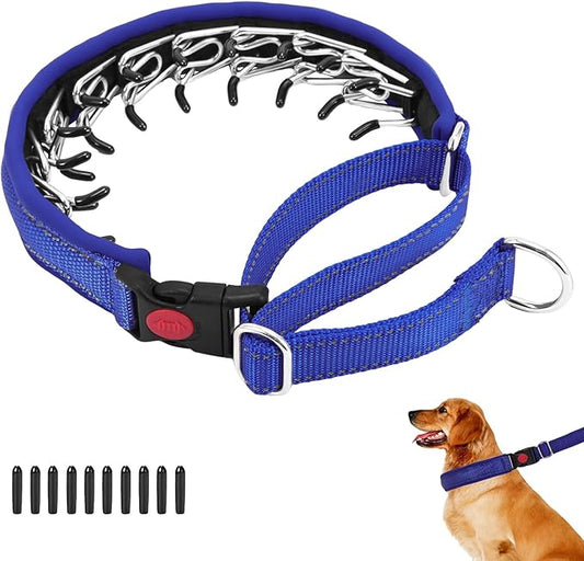 Martingale No Pull Dog Collar for Large Medium Small Dogs, Heavy Duty Nylon Reflective Adjustable Anti Pull Slip Collar with Buckle for Training Walking M Dark Blue