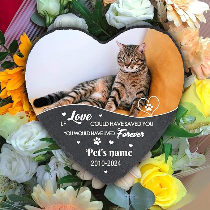 Personalized Cat Memorial Stone, Customized Pet Memorial Gifts for Loss of Dog Cat, If Love Could Have Saved You, Custom Pet Memory Stone for Cat, Pets Cemetery Decorations for Grave