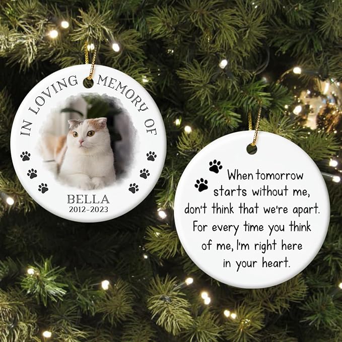 Personalized Pet Memorial Gifts for Loss of Dog or Cat, Pet Bereavement Ornaments, Christmas Decoration, Paw Print Ornament, Sympathy Gift, Dog Lover Gifts