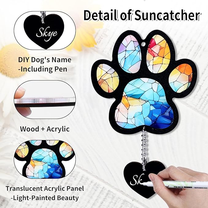 Pet Memorial Wind Chime – Dog Memorial Gifts for Loss of Dog, Loss of Pet Sympathy Gift, Pet Remembrance Bereavement Gift (Paw)
