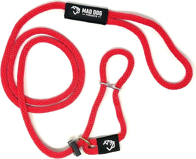 Mad Dog Products Easy Leader Dog Leash 1/2" x 8' Red Signature Rope - Made in USA