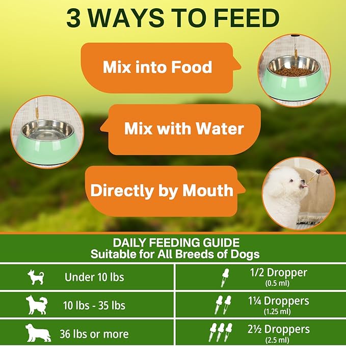 Dog Flea Treatment Drops, Natural Oral Flea and Tick Prevention for Dogs with Pumpkin Seed, Echinacea, Omega-3/6/9- Support Immunity, Healthy Skin & Coat, Digestion & Overall Wellness