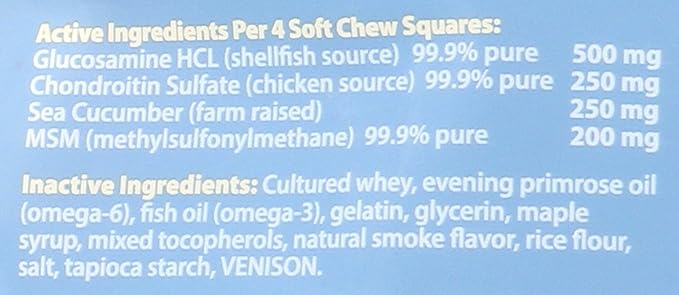 Ark Naturals Joint Rescue Dog Chews, Venison Flavor, Joint Supplement with Glucosamine & Chondroitin, 1 Pack