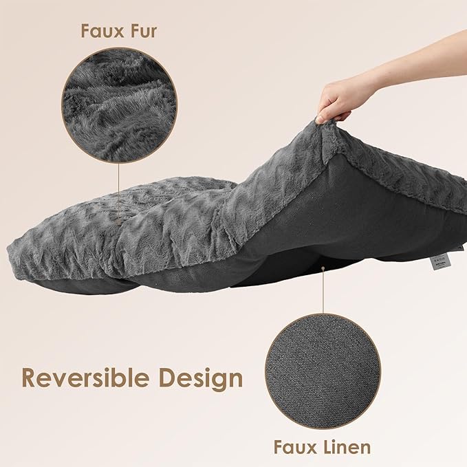 EHEYCIGA XXL Washable Dog Bed for Crate 47x29 Inch, Reversible Kennel Pad for Extra Large Dogs Weight Up to 100 lbs, Plush and Comfy Pet Sleeping Mat, Charcoal
