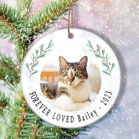 Cat Memorial Christmas Ornament - Personalized Pet Sympathy Gift for Cat Lovers - Custom Memorial Keepsake